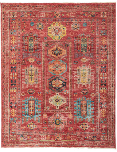 Tribal Pakistan rosso indiano e grigio ardesia scuro 151x192
