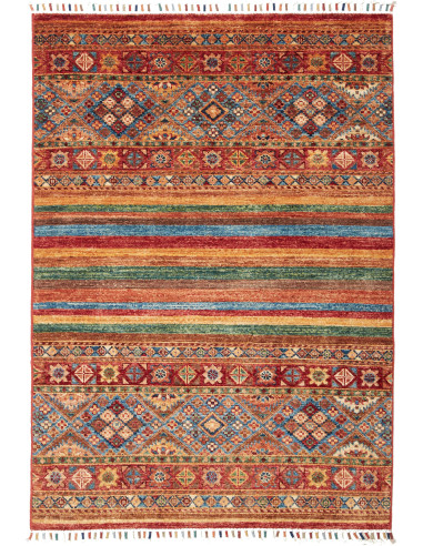 Samarkand Pakistan rosso indiano e grigio ardesia scuro 99x141