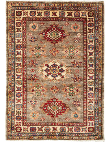 Kazak Fine Pakistan marrone rosato e marrone sella 103x144