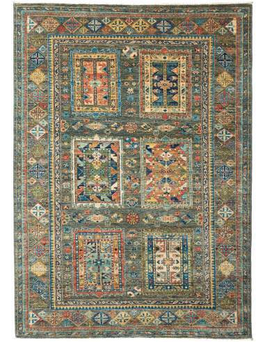 Tribal Pakistan grigio e legno robusto 125x173