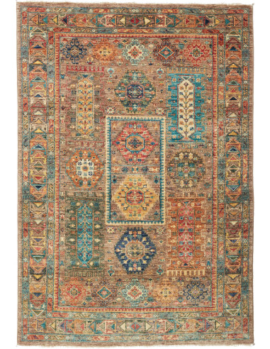 Tribal Pakistan grigio e marrone rosato 126x181