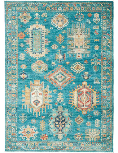 Tribal Pakistan blu cadetto e verde acqua 127x175