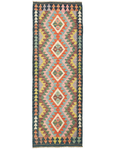 Kilim Pakistan marrone rosato e grigio ardesia scuro 64x191