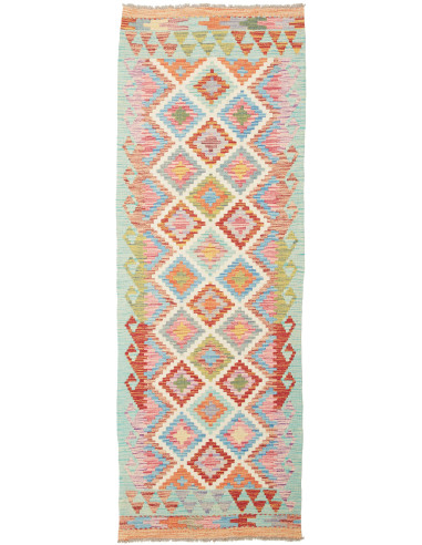 Kilim Pakistan argento e salmone scuro 64x192