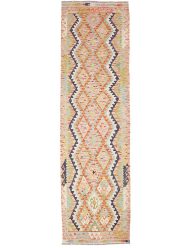 Kilim Pakistan argento e salmone scuro 84x300