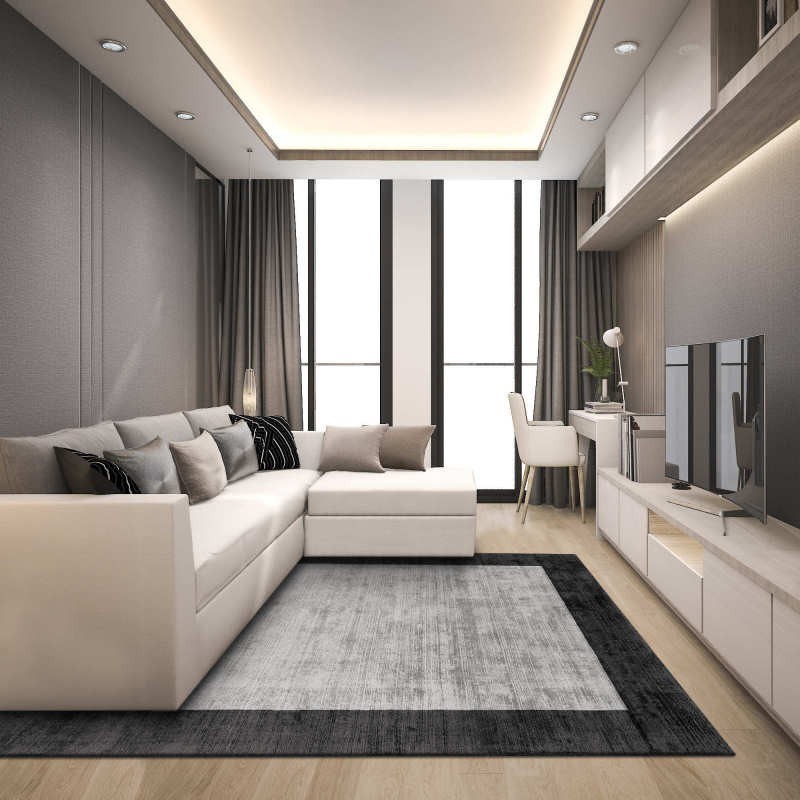 Tappeto moderno Blade Border Charcoal Silver Asiatic Carpets