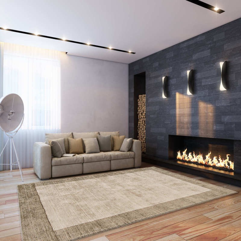Tappeto moderno Blade Border Smoke Putty Asiatic Carpets