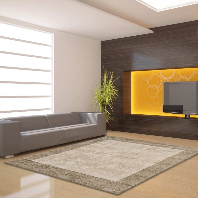 Tappeto moderno Blade Border Smoke Putty Quadrato Asiatic Carpets