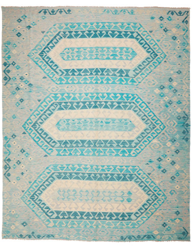 Kilim Pakistan argento e blu cadetto 247x306