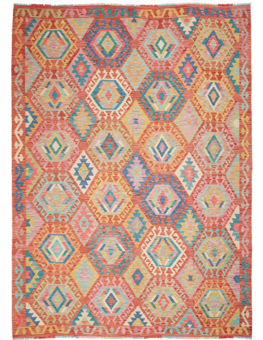 Kilim Pakistan marrone rosato e terra di siena 207x293