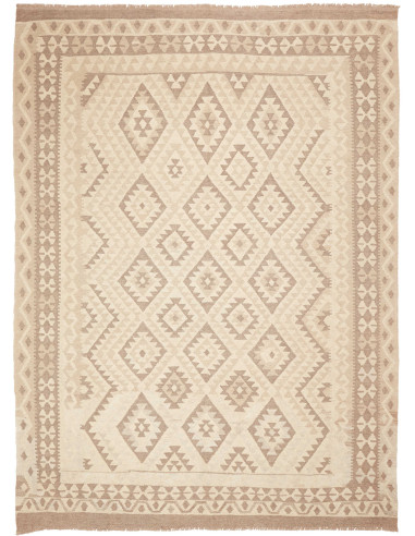 Kilim Pakistan argento e marrone rosato 213x289