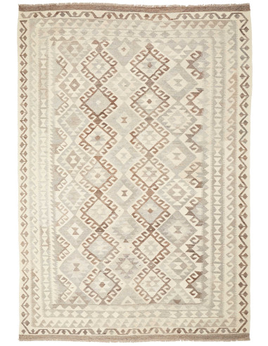 Kilim Pakistan grigio chiaro e grigio chiaro 198x294