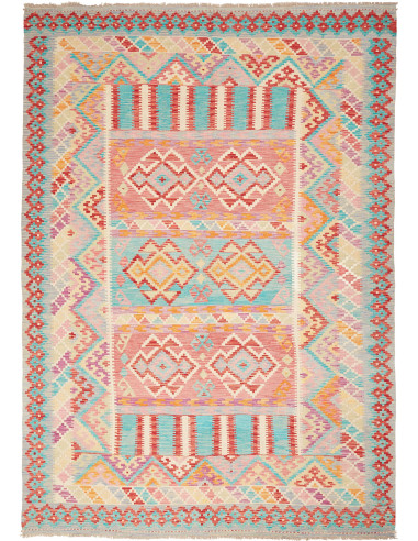 Kilim Pakistan argento e grano 203x291