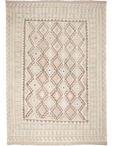 Kilim Pakistan grigio chiaro e grigio tenue 206x292