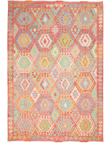 Kilim Pakistan abbronzatura e rosso indiano 201x287