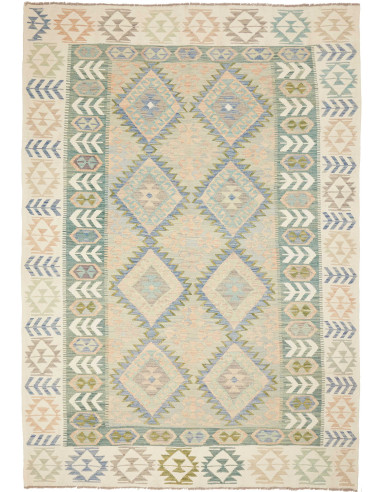 Kilim Pakistan argento e grigio scuro 195x290