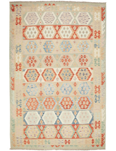 Kilim Pakistan argento e terra di siena 200x300