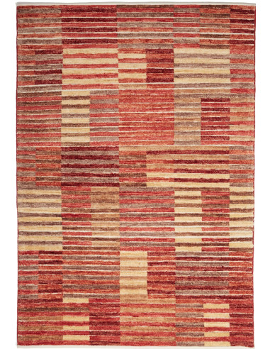 Stripes Moderno Pakistan rosso indiano e marrone 127x184