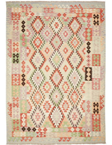 Kilim Pakistan argento e marrone sella 202x293