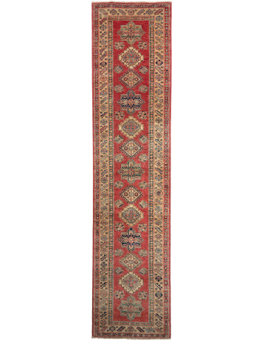 Kazak Fine Pakistan rosso indiano e grigio ardesia scuro 73x317