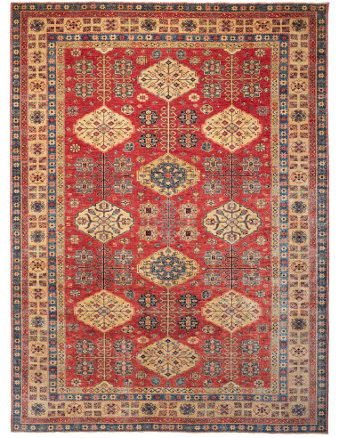 Kazak Fine Pakistan rosso indiano e legno robusto 274x374