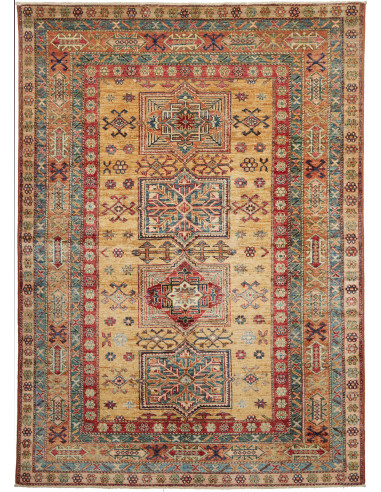Kazak Fine Pakistan marrone rosato e grigio ardesia scuro 150x207