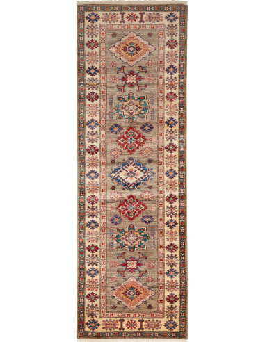 Kazak Fine Pakistan marrone rosato e grigio ardesia scuro 82x258