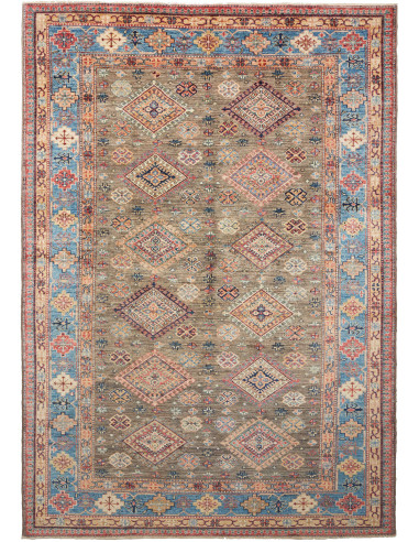 Kazak Fine Pakistan marrone rosato e grigio 168x237