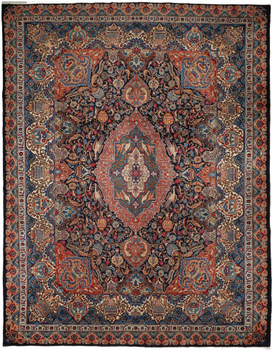 Kashamr Zirkhaki Persia grigio ardesia scuro e rosso indiano 295x370