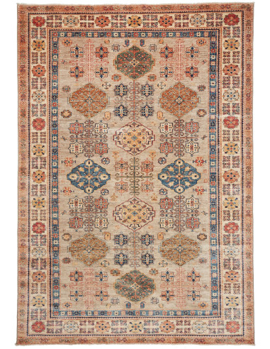 Kazak Fine Pakistan marrone rosato e grigio ardesia scuro 206x295