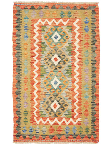 Kilim Pakistan kaki scuro e salmone scuro 78x127