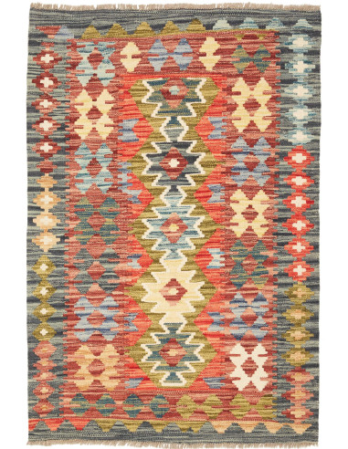 Kilim Pakistan marrone rosato e grigio ardesia scuro 87x126