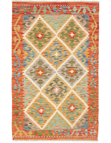 Kilim Pakistan kaki scuro e legno robusto 80x126