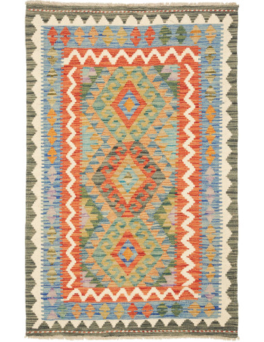 Kilim Pakistan marrone rosato e grigio ardesia scuro 83x129