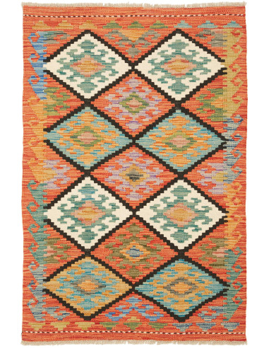 Kilim Pakistan marrone rosato e grigio ardesia scuro 81x123