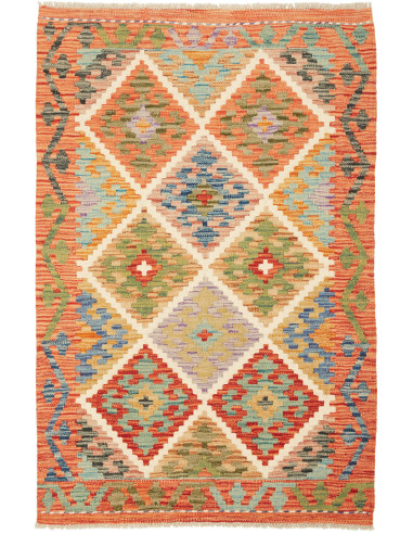Kilim Pakistan salmone scuro e bisque 79x130