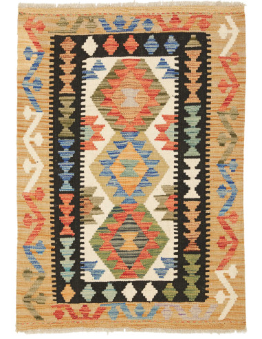 Kilim Pakistan kaki scuro e grigio ardesia scuro 83x117