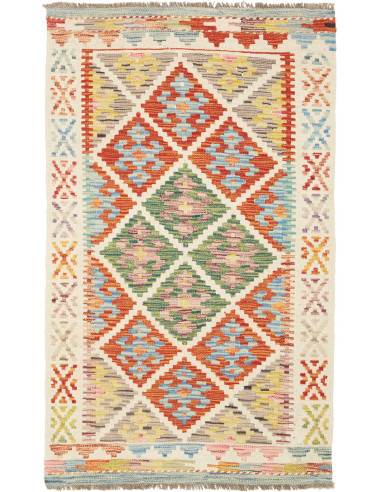 Kilim Pakistan grigio chiaro e grano 76x128