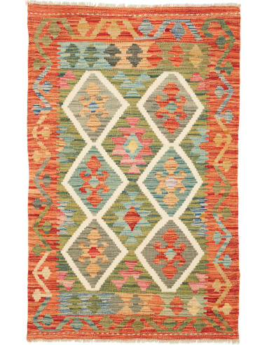 Kilim Pakistan marrone rosato e bianco antico 79x128