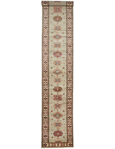 Kazak Fine Pakistan marrone rosato e abbronzatura 86x578