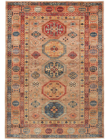 Kazak Fine Pakistan marrone rosato e grigio ardesia scuro 150x209