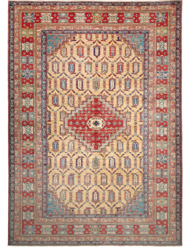 Kazak Fine Pakistan marrone rosato e grano 209x295