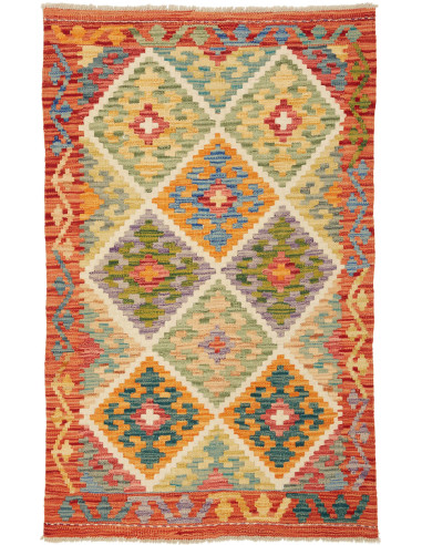 Kilim Pakistan kaki scuro e legno robusto 81x129