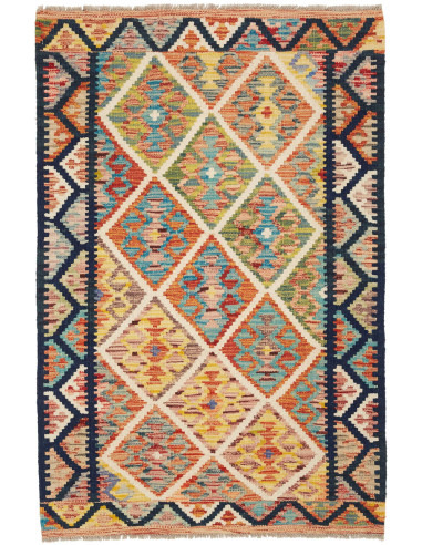 Kilim Pakistan marrone rosato e marrone 86x128