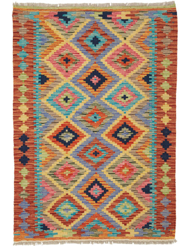 Kilim Pakistan marrone rosato e kaki scuro 86x123