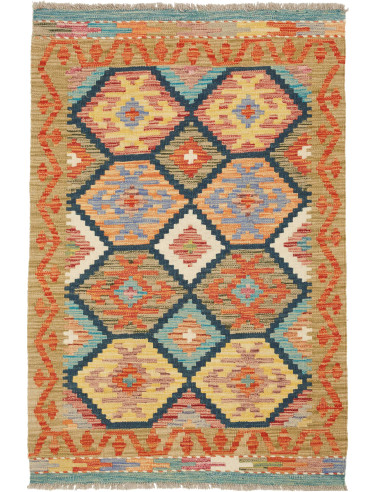 Kilim Pakistan marrone rosato e grigio ardesia scuro 84x124