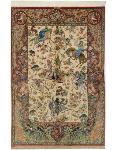 Ghom Seta Persia grigio e grigio ardesia scuro 130x197