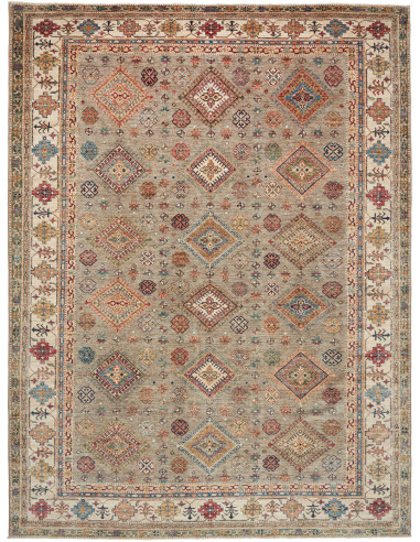 Kazak Fine Pakistan marrone rosato e grigio ardesia scuro 250x333