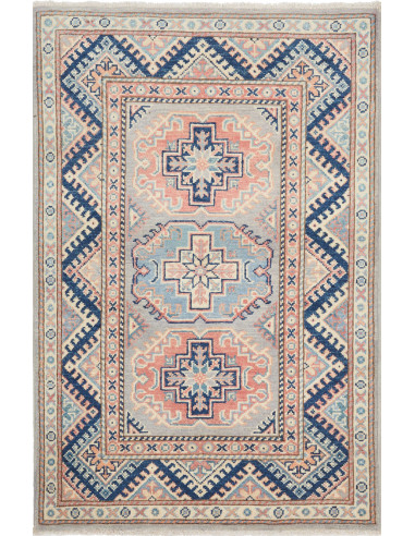 Kazak Pakistan argento e grigio ardesia scuro 82x124