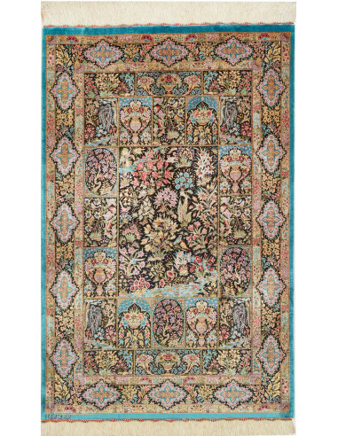 Ghom Seta Persia marrone rosato e grigio ardesia scuro 79x124